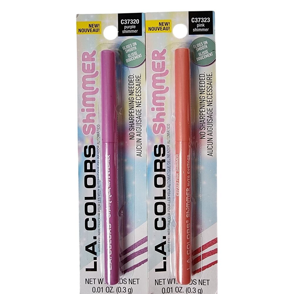 L.A. Colors Shimmer Auto Eyeliner Set Of 2 Pink Purple No Sharpening